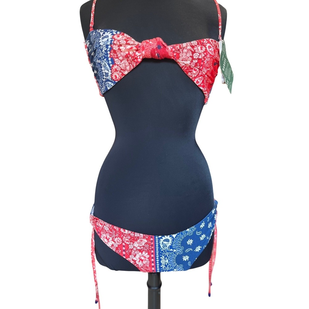 Agua Bendita Lucille Eda Atma Bandana Paisley Bikini Set Red Blue Small Large